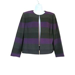 Tahari Open Front Striped Jacket Blazer Coat 14